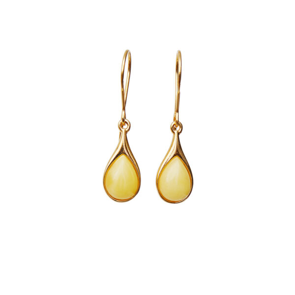 Mila gold-plated earrings with milky amber
