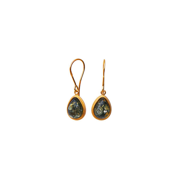 Florence gold-plated earrings with green amber