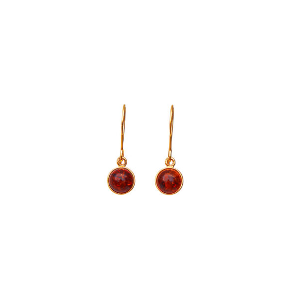 Gold-plated earrings with cognac Baltic amber