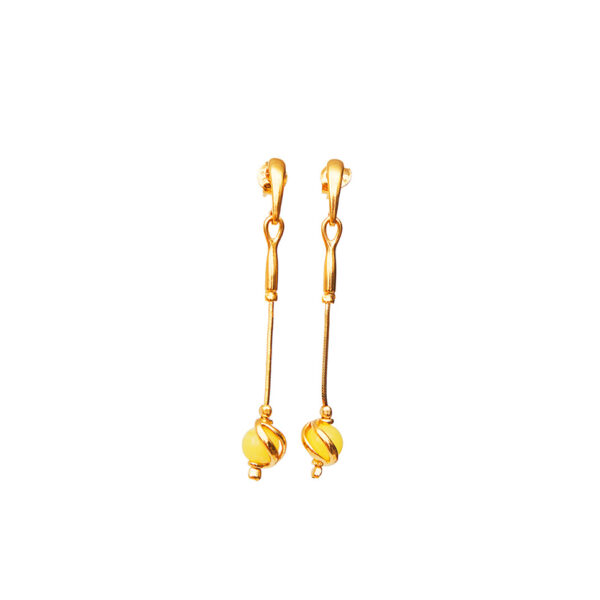 Sophia gold-plated earrings with milky amber