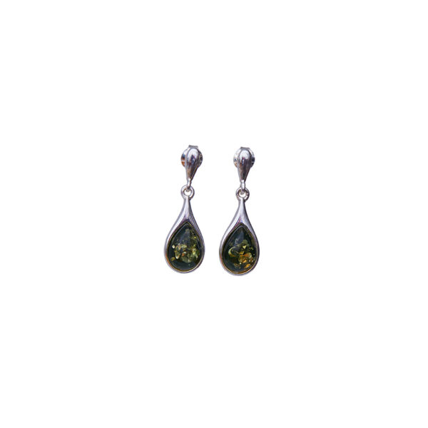 Mila silver earrings with green amber
