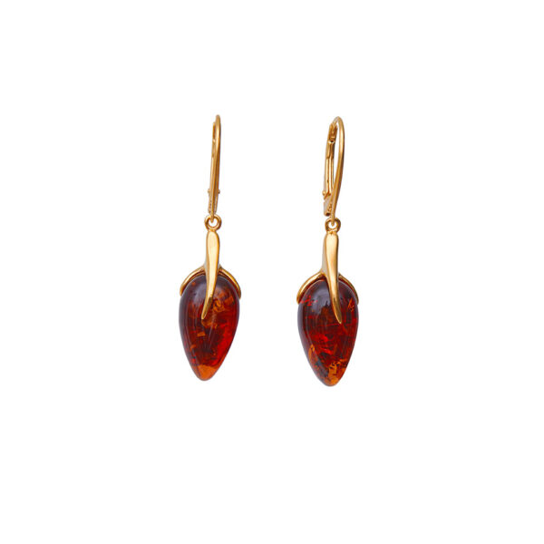 Penelope gold-plated earrings with cognac amber