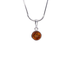 Chloe silver necklace with cognac amber