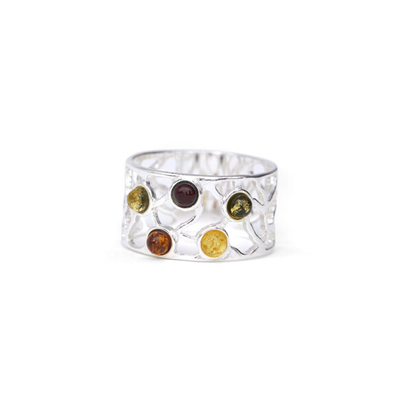 Silver ring with Baltic amber