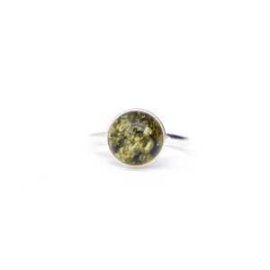 Chloe silver ring with green amber