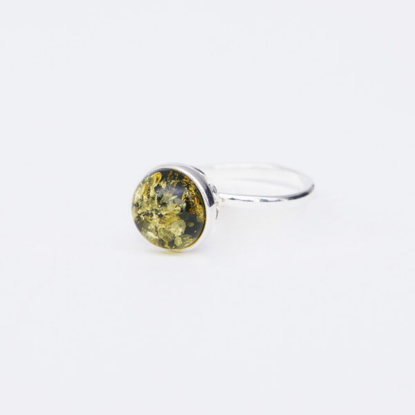 Chloe silver ring with green amber