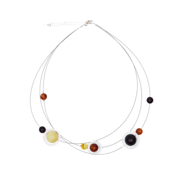 Silver necklace with Baltic amber