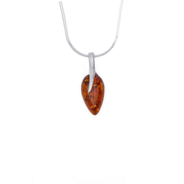 Penelope silver necklace with cognac amber