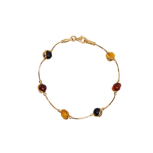 Gold-plated bracelet with mixed amber
