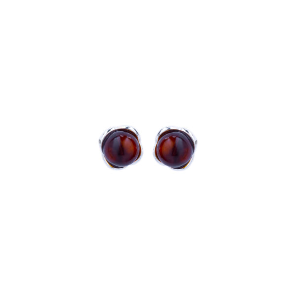 Silver stud earrings with cognac Baltic amber 3