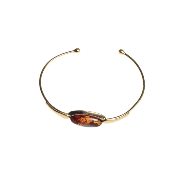 Cuff bracelet with cognac genuine amber