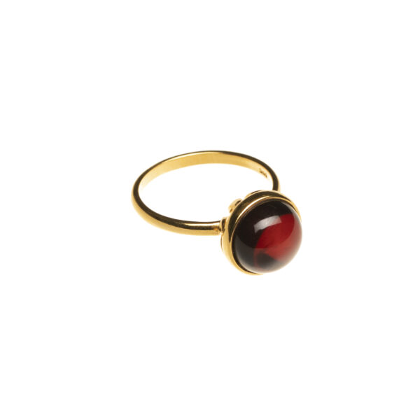 Chloe gold-plated ring with cherry amber