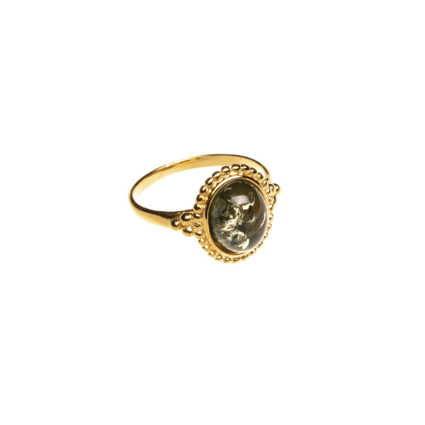 Gold plated ring with green baltic amber