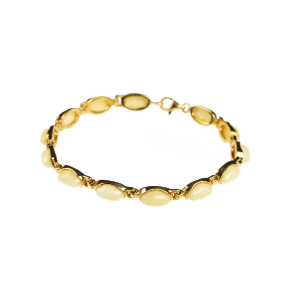 Gold plated bracelet with milky amber