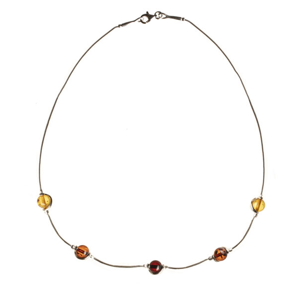 Sophia silver necklace with amber