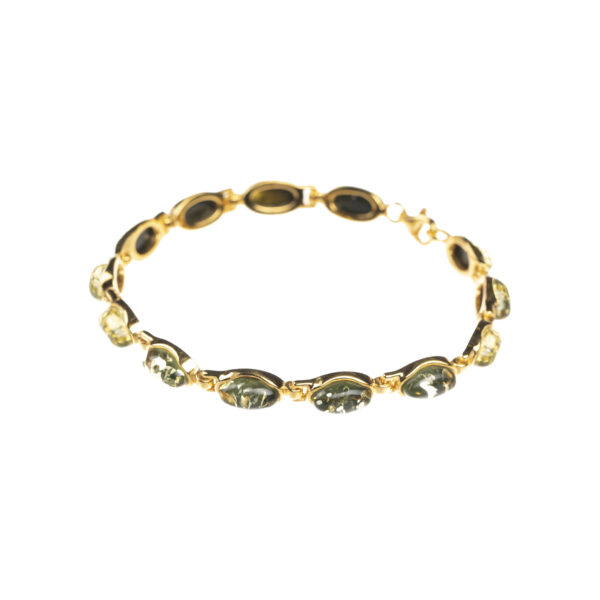 Gold plated bracelet with green amber