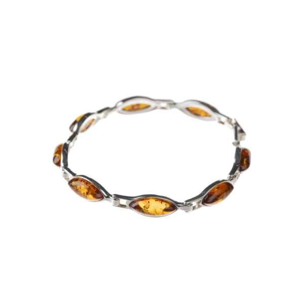 Silver bracelet with cognac baltic amber
