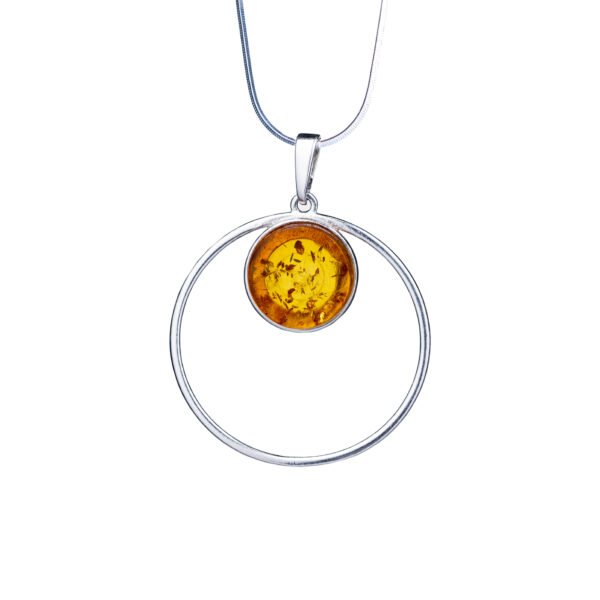 Silver necklace with genuine cognac amber