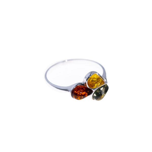 Trio silver amber ring
