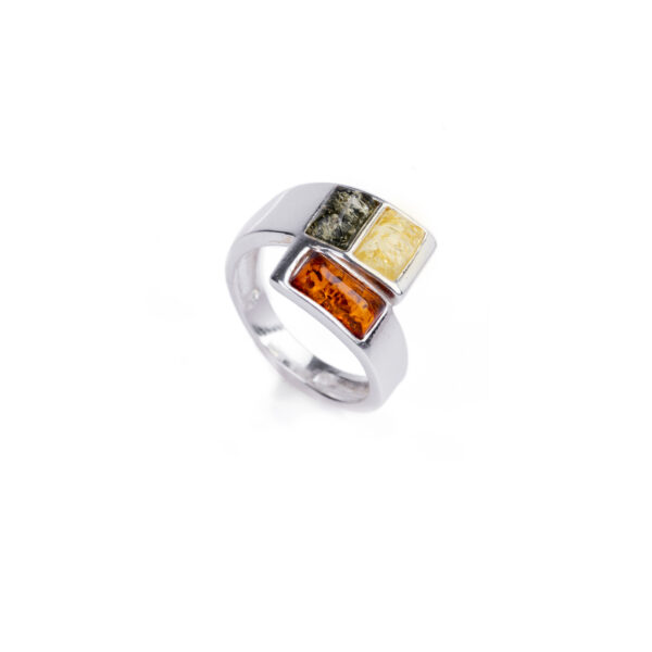 Silver wrap ring with amber