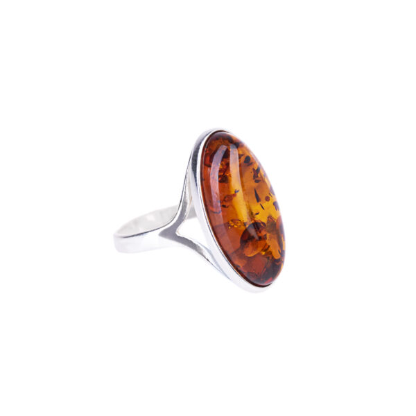 Mia silver ring with cognac amber