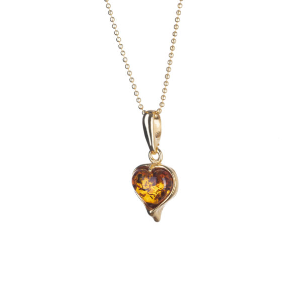 Heart gold-plated necklace with amber