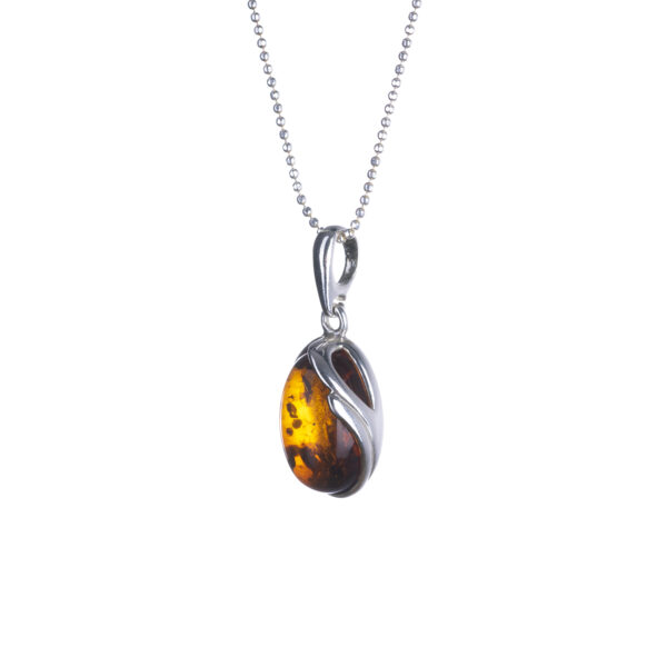 Eva silver necklace with cognac amber