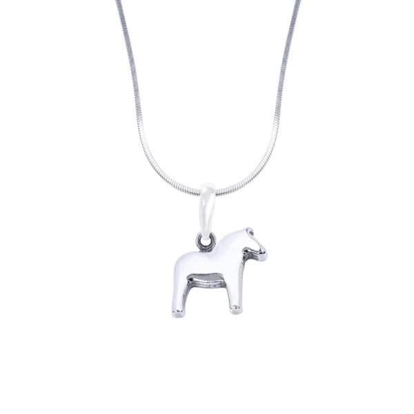 Dala horse silver necklace