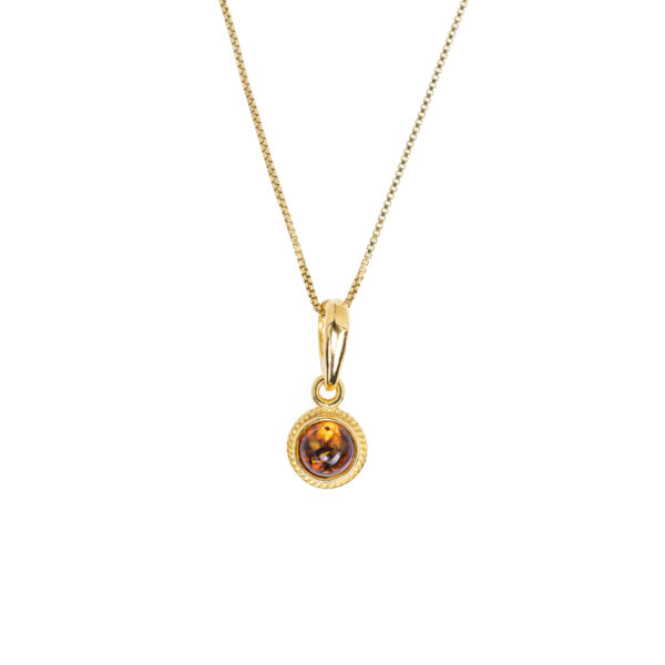 Mini gold-plated necklace with cognac amber
