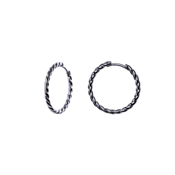 Twist hoop earrings 24mm silver