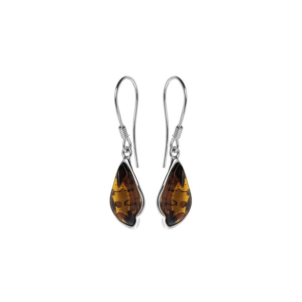 Celine silver earrings with cognac amber