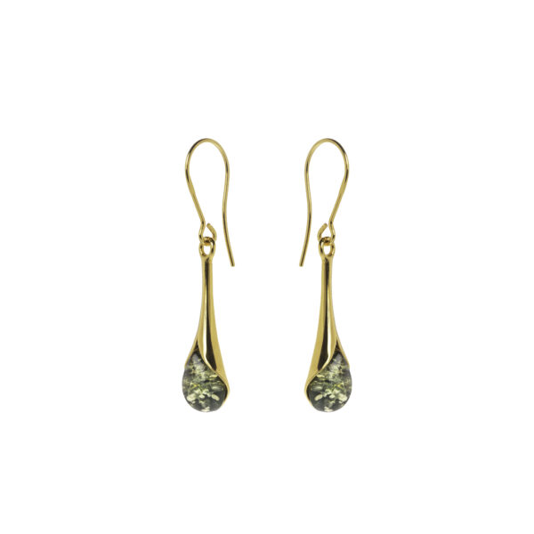 Victoria gold-plated earrings with green amber