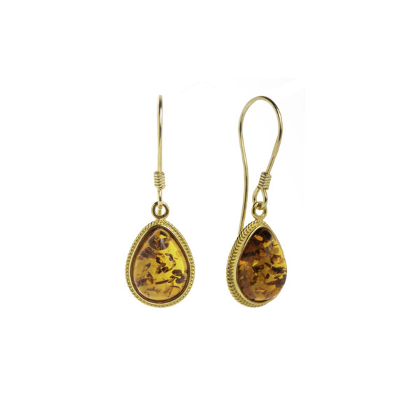 Florence gold-plated earrings with cognac amber