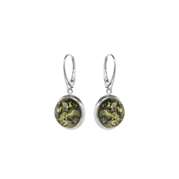 Luna silver earrings with green amber