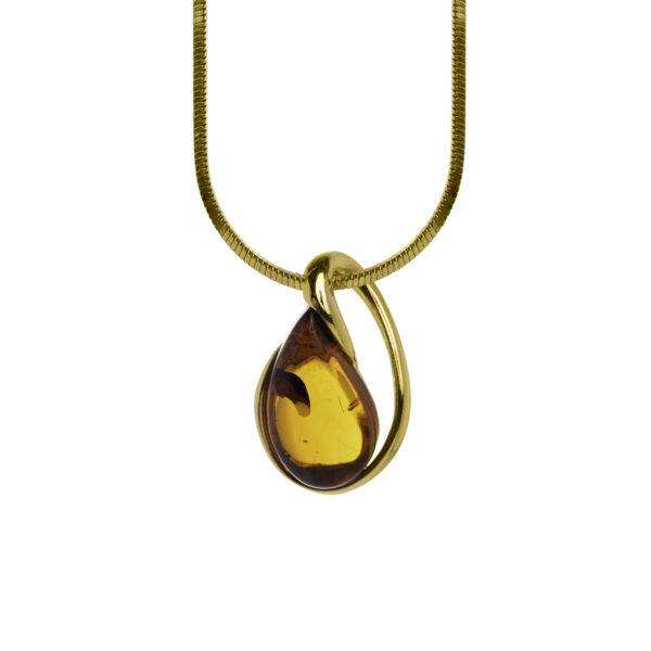 Petite gold-plated necklace with amber