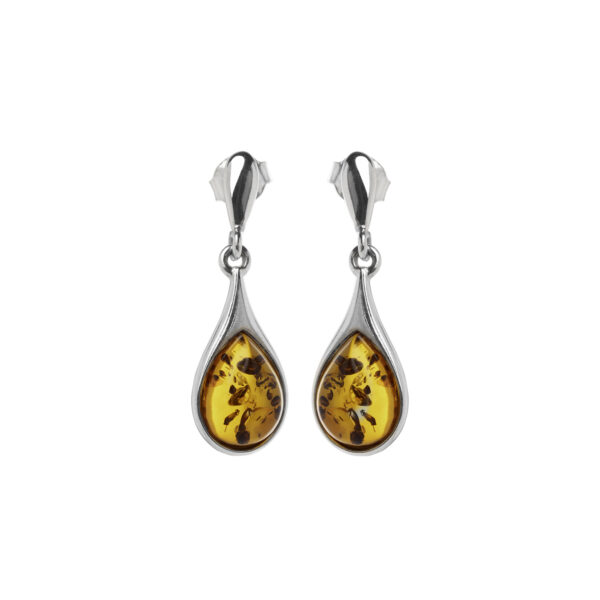 Mila silver earrings with cognac amber