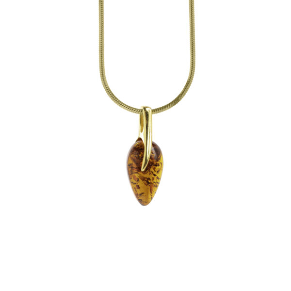 Penelope gold-plated necklace with cognac amber