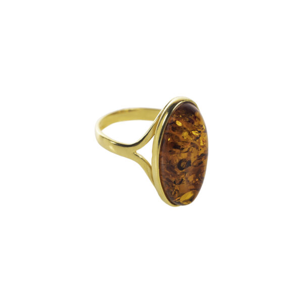 Mia gold-plated ring with cognac amber