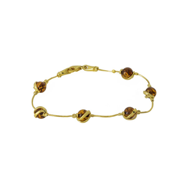 Sophia gold-plated bracelet with cognac amber