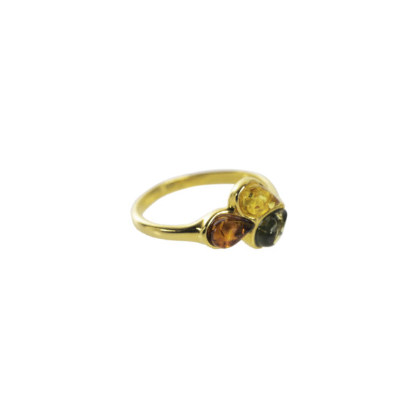 Trio gold-plated amber ring