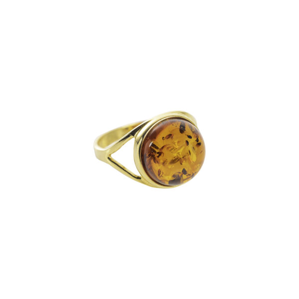 Emma gold-plated ring with cognac amber
