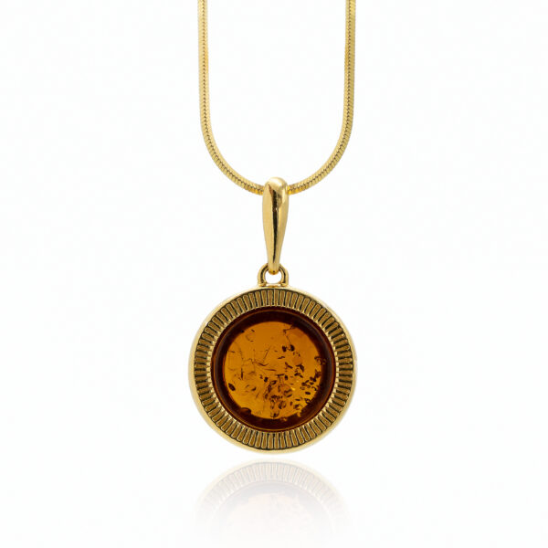 Sun necklace with cognac amber