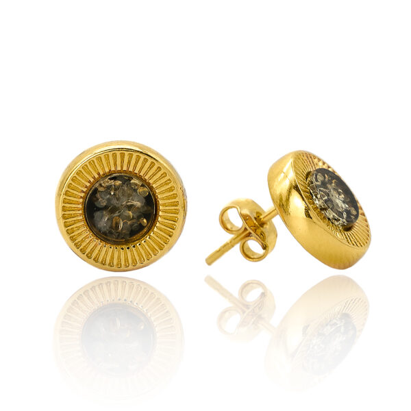 Sun earrings with green amber