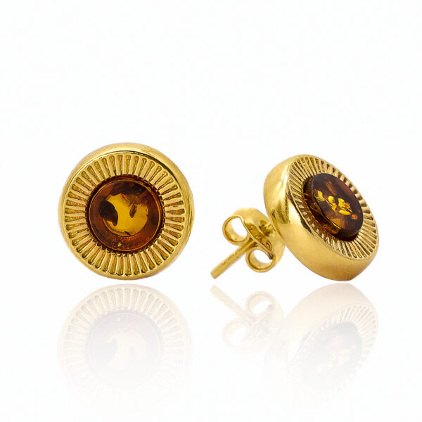 Sun earrings with cognac amber