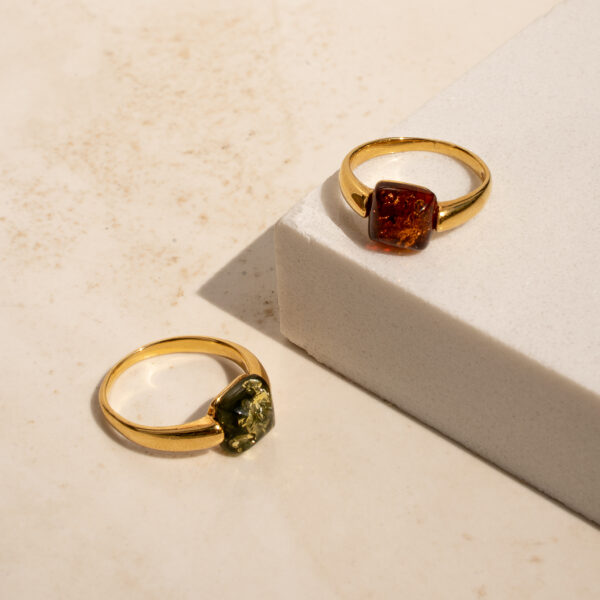 Cornelia ring with green amber